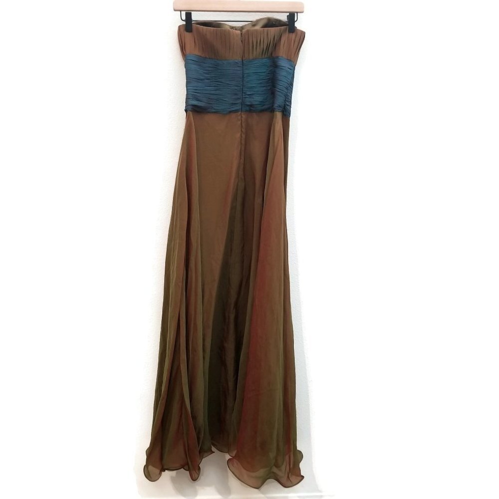 Terani Couture Tan Bridesmaid Promo Formal Evening Silk Gown Empire Waist Sz 6 - Picture 4 of 11